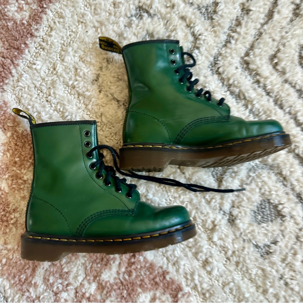 Dr. Martens Green Leather Ankle Boots - Picture 5 of 11